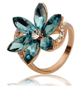 Gold Plated Ring with Big Gold Crystals Jewelry Ring