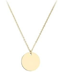 Glossy Round Plate Necklace Gold-Plated Stainless Steel Minimalist Fashion Simple Clavicle Chain Necklace