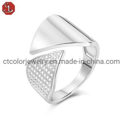 Fashion Jewelry 925 Sterling Silver Jewellery Adjustable Ring with Cubic Zircon for Men