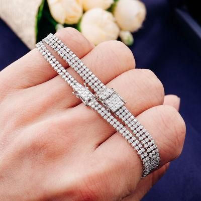 2022 New Haute Couture Double Tennis Bracelet 925 Sterling Silver Moissanite Diamond Bracelet Ladies Party Jewelry