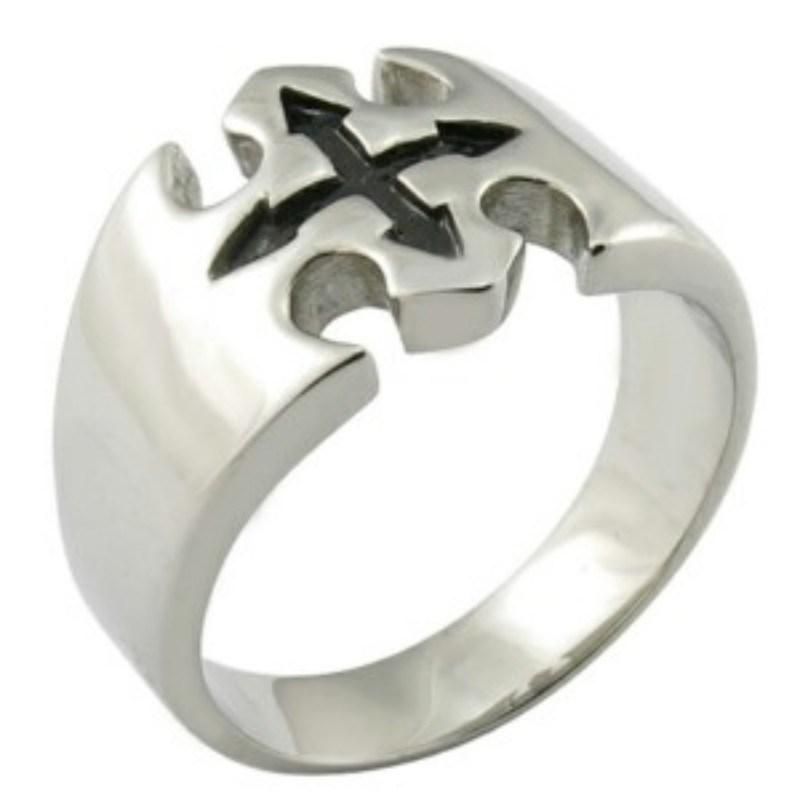 Mens Stainless Steel Signet Ring Casting Cross Ring