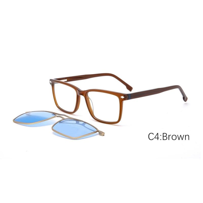 2022 New Design Hand Made Acetate with Metal Clip on Sunglasses Polarized Lens Sunglasses with Ready Goods