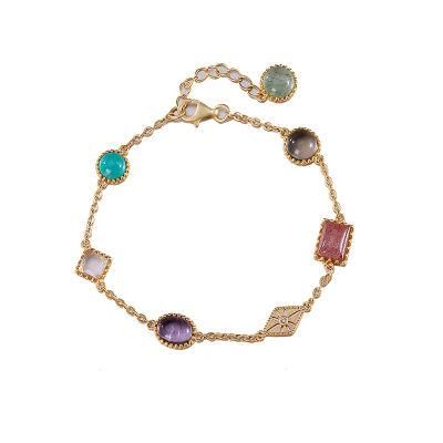 Dainty Jewelry Gold Plated Crystal Gemstone Charm Bracelet for Women