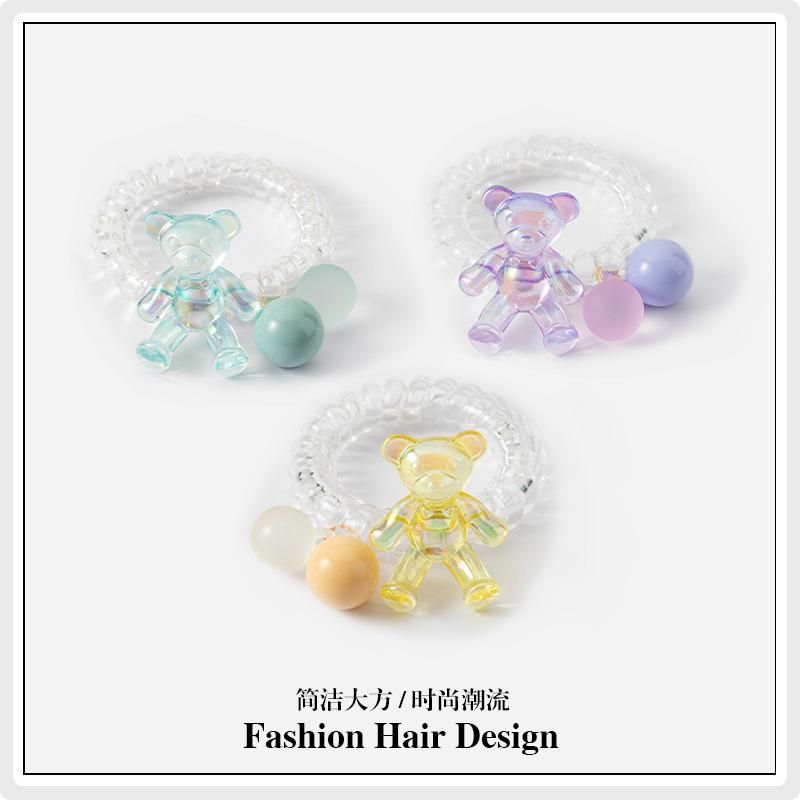 Fashion Jewelry Colorful Bear Phone Line Hair Ring
