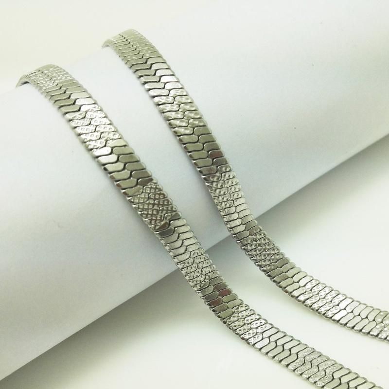 Hot Sell Custom Stainless Steel Jewelry Herringbone Chain Embossed Necklace
