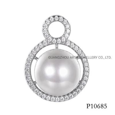 White Shell Pearl on The Round Silver Circle Fashion Pendant