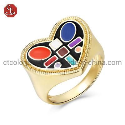 New Special Design Gold Plating Ring Fashion Jewelry 925 Sterling Silver Color Enamel Rings