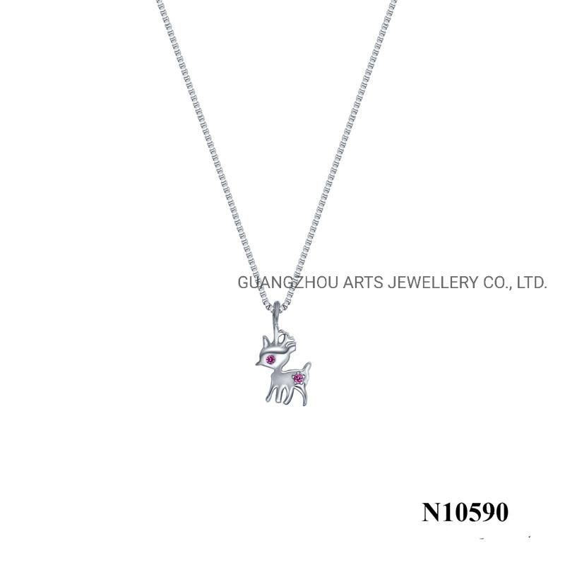 Lovely Sika Deer Silver Pendant Necklace