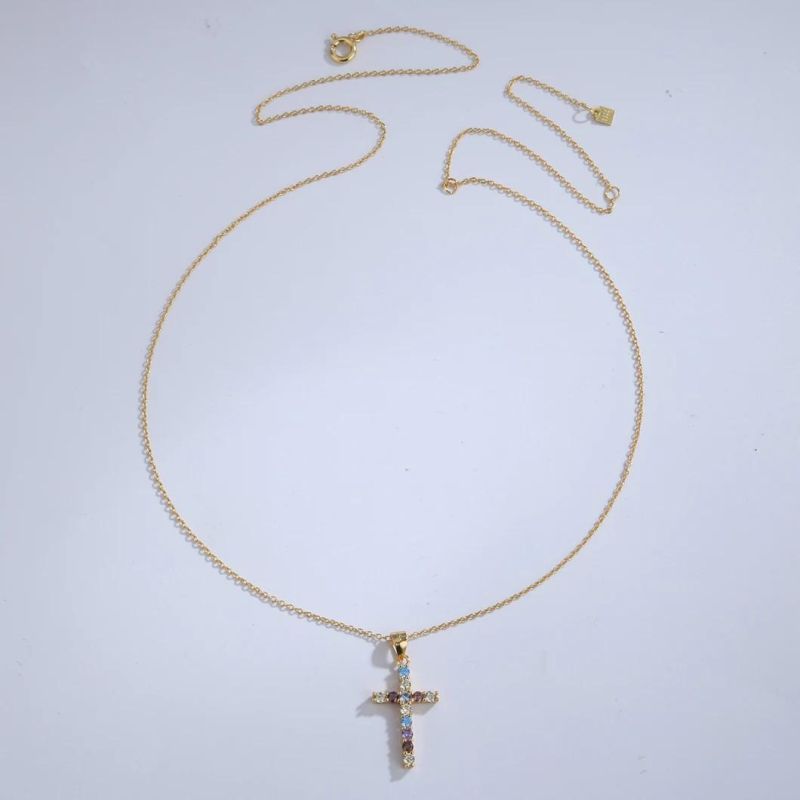 Jesus Cross Light Luxury Simple S925 Jewelry Gold Plated  Clavicle Chain