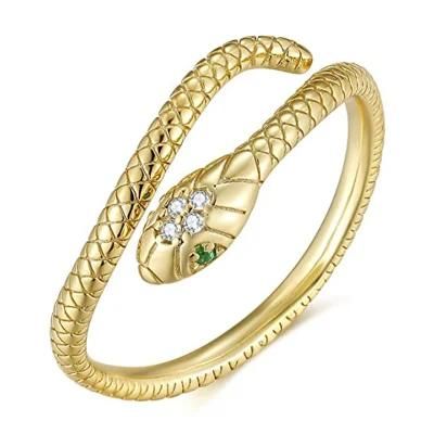 Snake-Shaped Real Plated Zircon Opening Ring