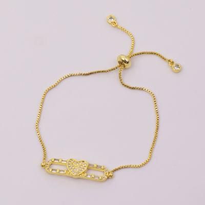 Adjustable Chain Bracelet 18K Gold Plated Fashion Charm Bangle Jewelry