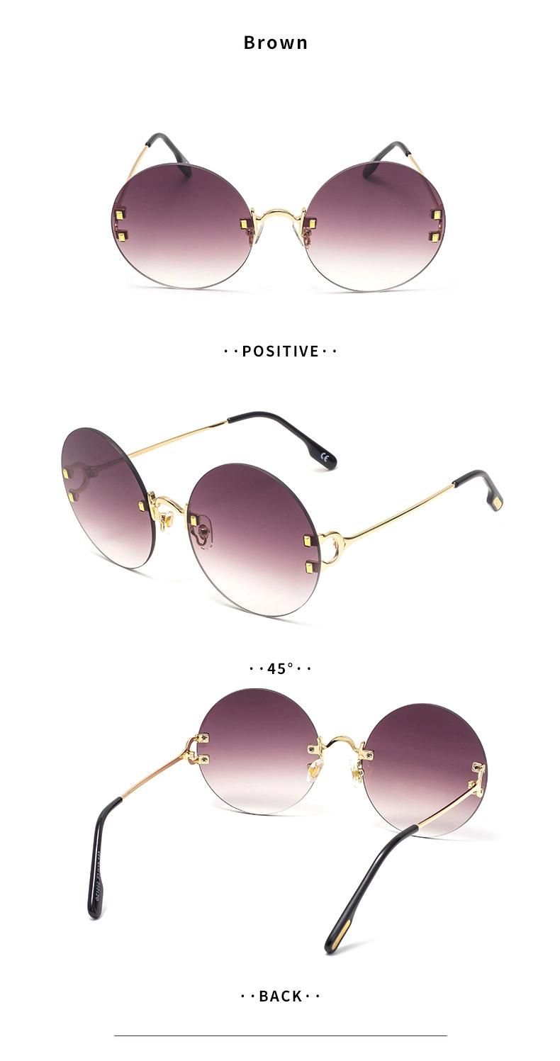 New Arrival Fashion Trend Simple Design Ladies Sun Glasses Round Colorful Frameless UV400 Outdoor Sunglasses