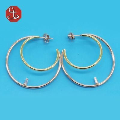 European popular Plain Hoop Earring Baguette CZ Sterling 925 silver or Brass Fashion Jewelry