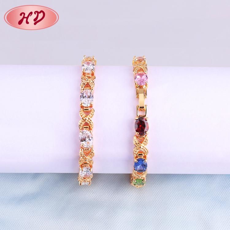 Fashion Women Elegant 18K Gold Color Chain Bracelet Jewelry with Crystal