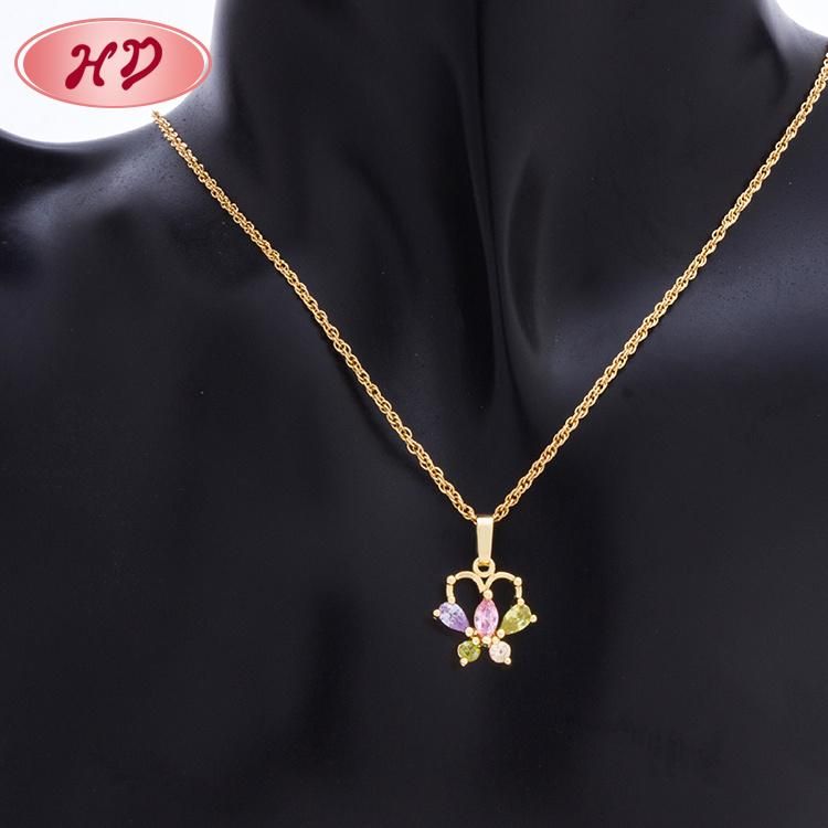 Fashion Gold Plated Butterfly Shape Enamel Crystal Jewelry Set for Girls