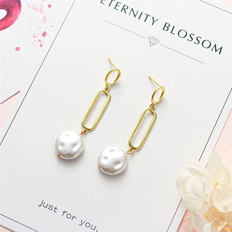 Fashion Silver or Brass Female Baroque Pearl Earring