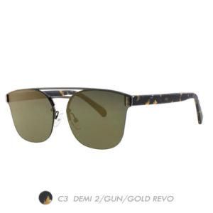 Metal&Nylon Polarized Sunglasses, Two Bridge Half Rim Frame A18029-03