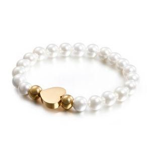 Fashion Jewelry Heart Charm Freshwater Pearl Bracelet for Women