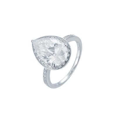 Lady&prime;s Elegant Pear CZ 925 Sterling Silver Wedding Ring&#160;
