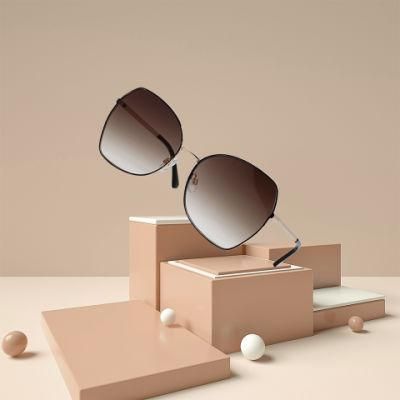 Custom Oversized Flexible Hinge Optical Sun Glasses High Quality Men Women Metal Polarized UV 400 Best Sunglass with Colord Lens (WSM20015)
