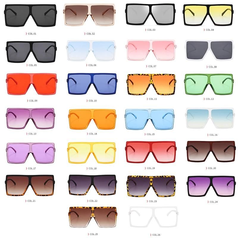 Brand Designer Plastic Big Square Frame Oversized Colorful Custom Fashion Trendy Women Men Sun Glasses Shades Sunglasses 2021