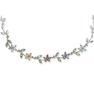 Solid Sterling Silver Statement Collar CZ Stone Necklace