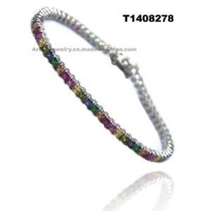 Fashion Design Multi-Color Silver Tennis Bracelet Fashion Jewelry Fashion Bracelet