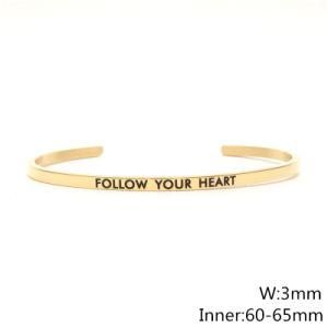 Follow Your Heart Text Cuff Bracelet Stainless Steel Bracelet 60X3mm