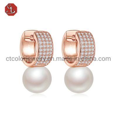 Fashion Silver Jewelry Luxury Wedding pearl Earrings Engagement Earrings for Women