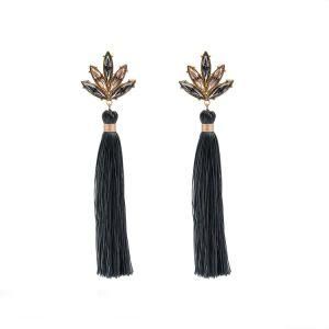 Fashion Jewelry Gift Women Bohemia Black Long Drop Tassels Earring