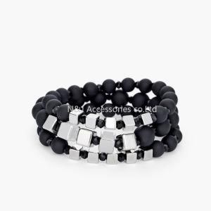 Silicone Beads Bracelet for Men Women Trendy DIY Black Strand Bandage Charm Bracelets Bangles