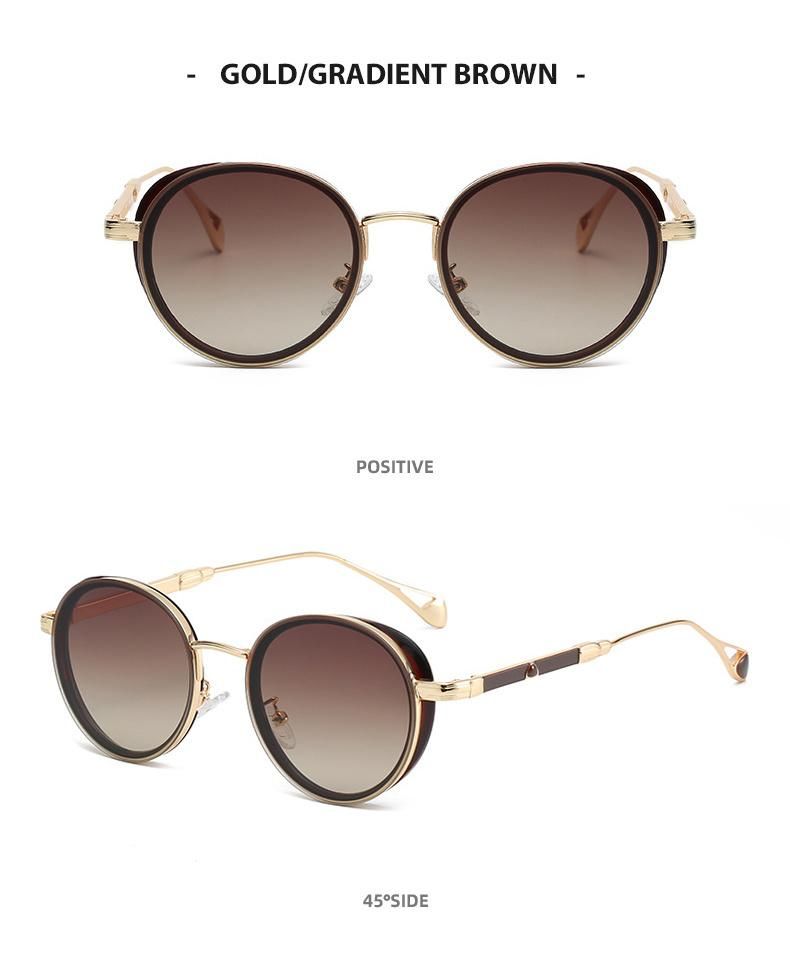 2022 OEM Wholesale Women Fashion UV400 Brand Designer Metal Round Custom Retro Vintage Sunglasses