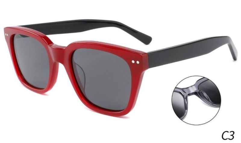 Lunettes-Soleil Square Vintage Tac Polarized Lenses Sunglasses Women 2021 Men Shades Acetate Frame