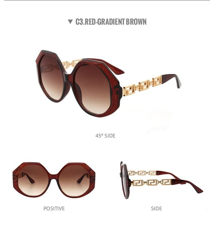 2022 Stylish Round Sun Glasses for Women Metal Frame Gradient Lens UV400 Sunglasses