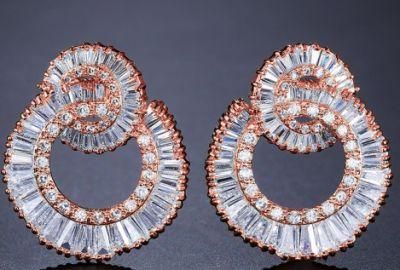 Fashion CZ Earrngs. Elegant CZ Earring. Rose Gold CZ Earring