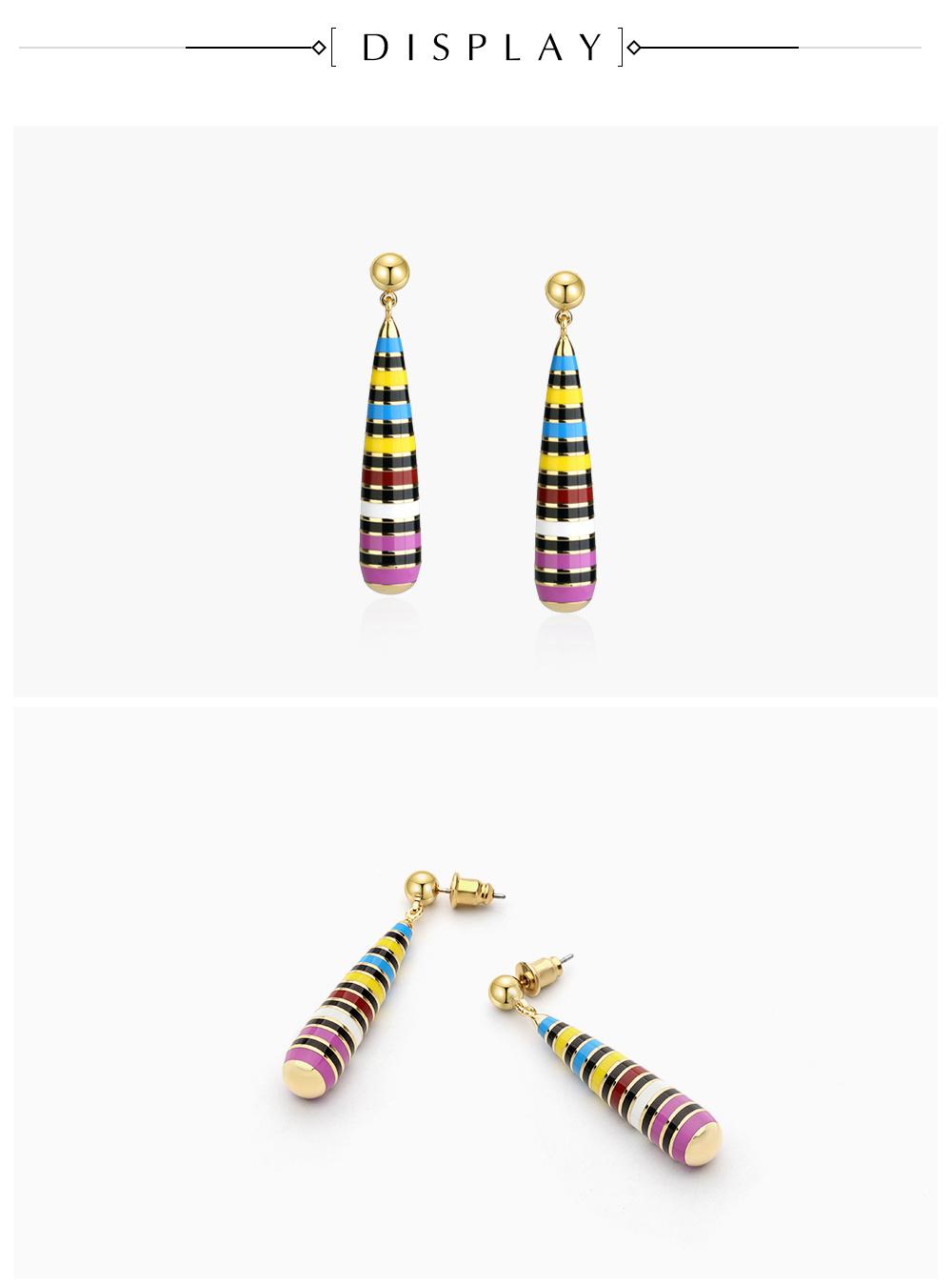 Fashion Jewelry Yellow Gold Colorful Rainbow Enamel Earrings
