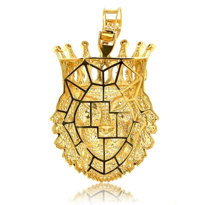 10K 14K Real Gold Hip Hop Crown Lion King Pendant