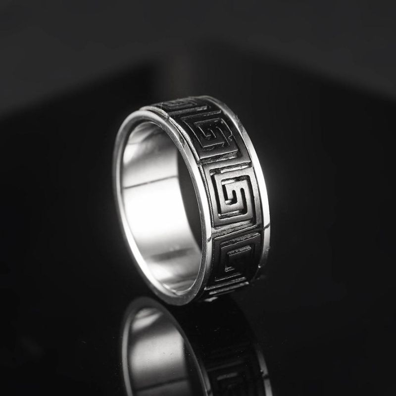 316L Stainless Steel Ring Black Great Wall Smooth Titanium Ring for Men and Women