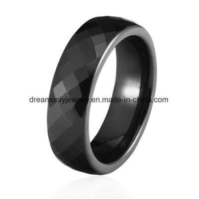New Arrival Black Color Multiple Sections Ceramic Ring Glossy Multi Faceted Ceramic Ring