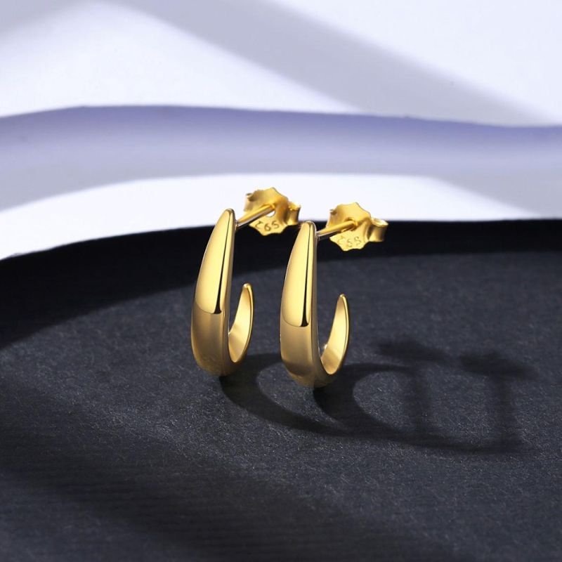 925 Sliver Plain Gold Large Square Hoop Earrings Statement