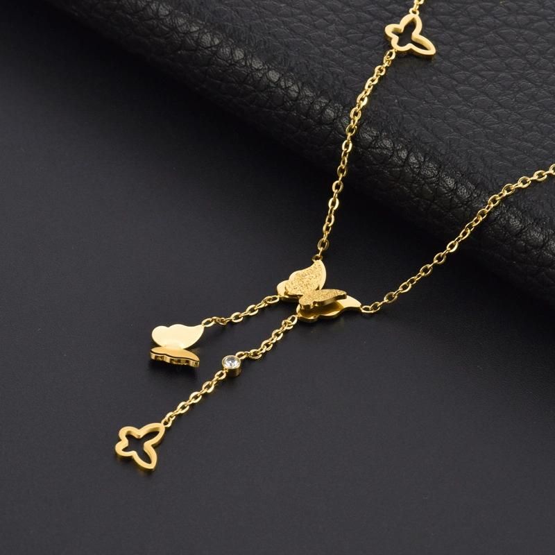Manufacturer Custom Non Tarnish Fashion Jewelry High Quality Waterproof New Arrivals 18K Stainless Steel Butterfly Necklace jewellery