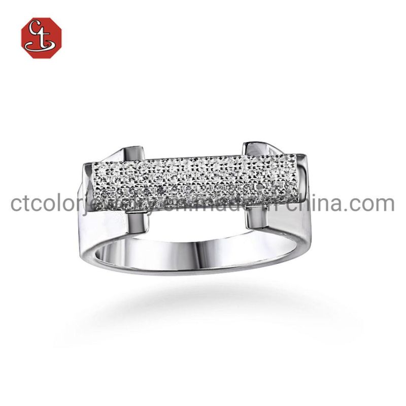 Fashion AAA+ Cubic Zircon 925 Sterling Silver Jewelry Ring Customized Design for Wholesale