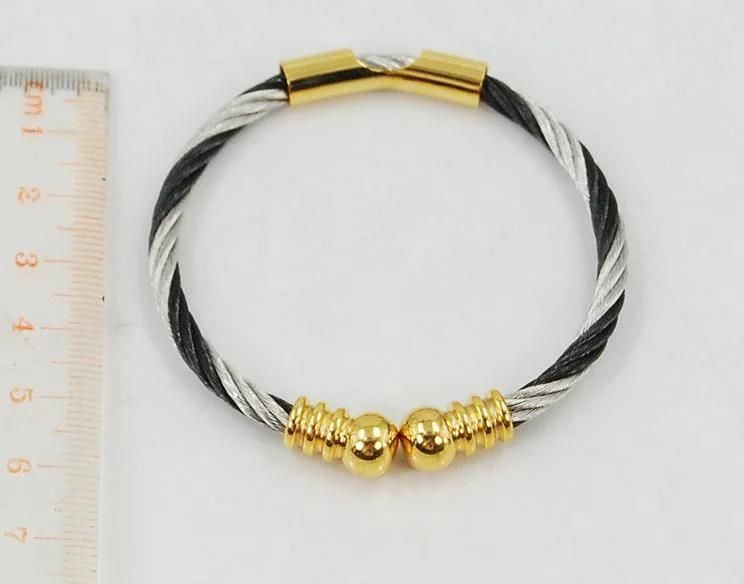 Twisted Wire Opening Bracelet with Metal Ball Bracelet Jewelry