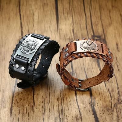 Euramerican Style Fashion Accessories Leather Bracelet Hammer Symbol Brown /Black Men&prime;s Bracelet