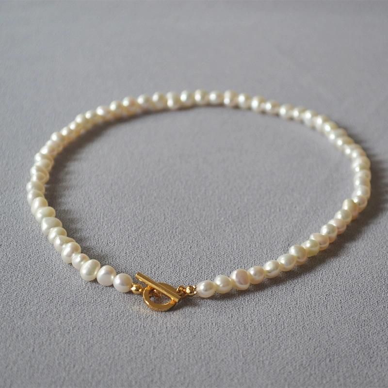 French Elegance Freshwater Irregular Baroque Pearl Short Ot Lock Necklace Choker
