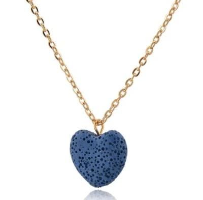 Fashion Stone Blue Heart Shaped Necklace