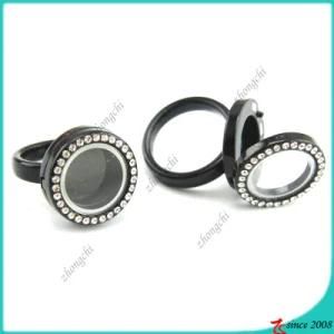 Crystal Black Floating Locket Ring for Boys (LR16041205)