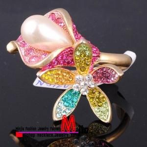New Zinc Alloy Flower Ring with Stones (BH0327)
