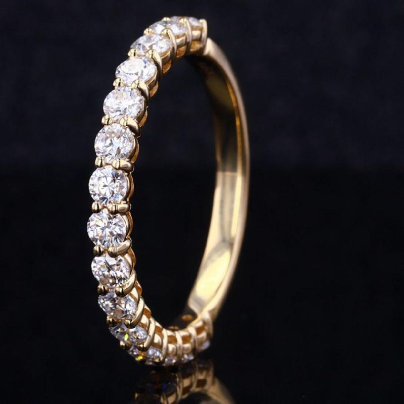 Half Eternity Wedding Rings Moissanite Yellow Gold Jewelry Band Ring Gold Plated Women′ S Ball Classic Micro Insert