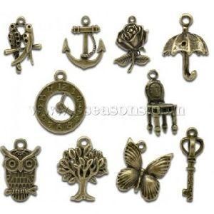 Mixed Bronze Tone Charms Pendants 18X17mm - 27X9mm, Sold Per Pack of 50 (B13850)